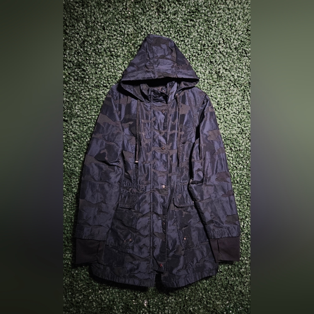 Women's Black And Blue Hooded Jacket